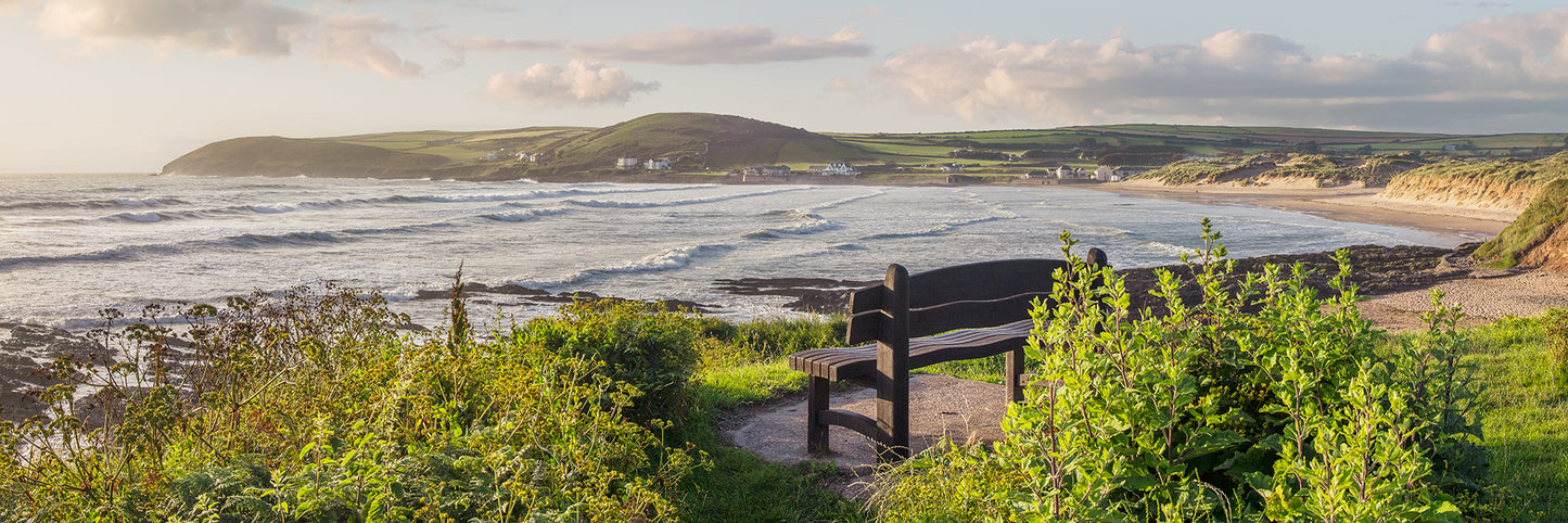 Croyde Beach Bench Panorama