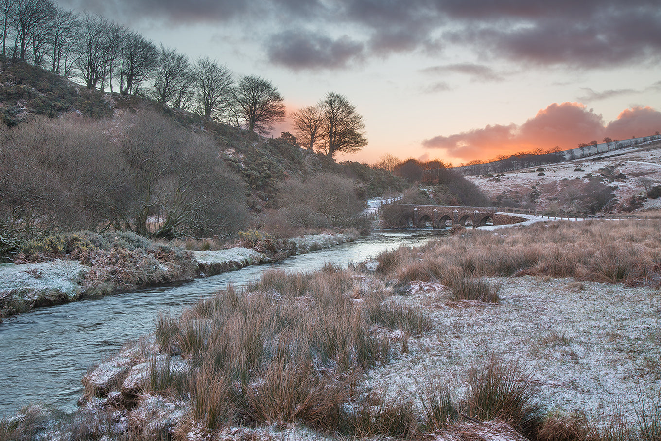 Landacre Bridge Winter Sunrise